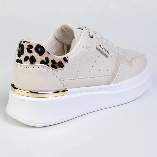Madison Muriel Animal Print Lace Up Sneaker - Nude/Leopard