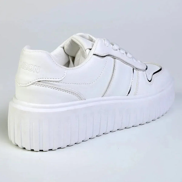 Madison Myra Metalic Inserts Lace Up Sneaker - White / Silver