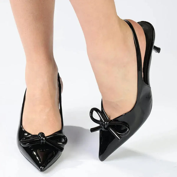 Madison Natasha Slingback With Bow Heel - Black