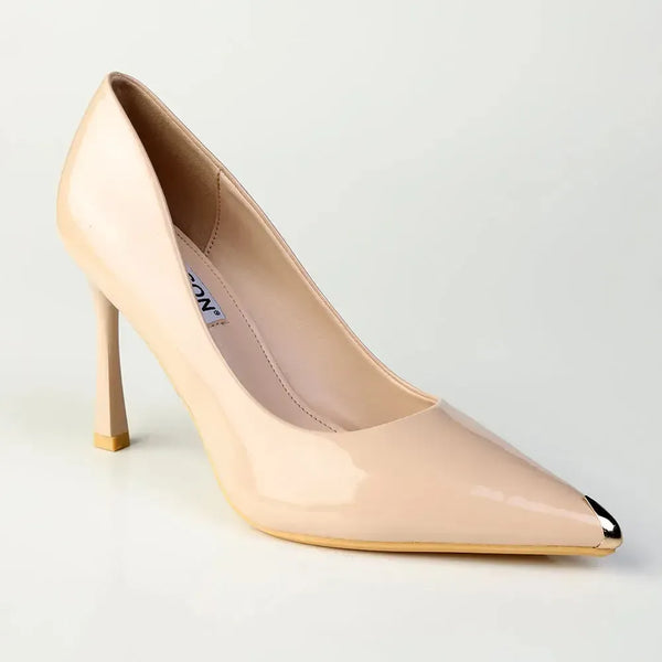 Madison Oakland Stiletto Court With Metal Tip - Nude