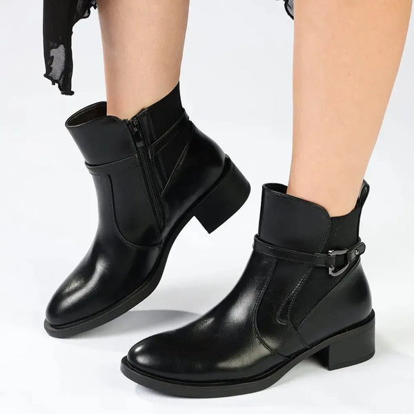 Madison Octavia Ankle Boot With Trim - Black
