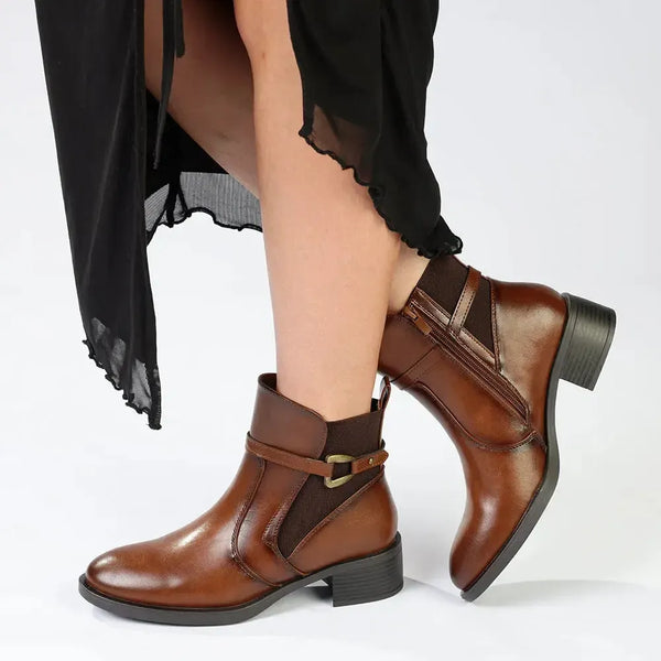Madison Octavia Ankle Boot With Trim - Tan