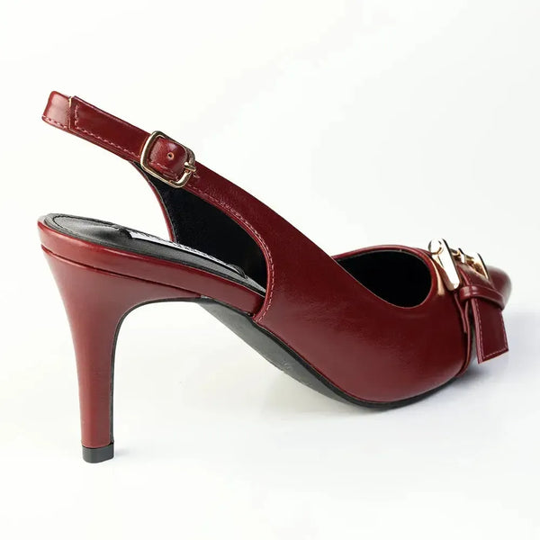 Madison Odelia Buckle Trim Slingback Stilleto Heel - Wine