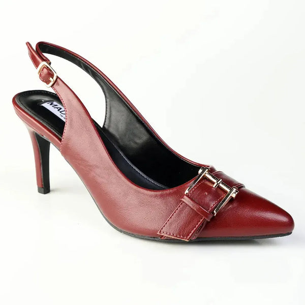 Madison Odelia Buckle Trim Slingback Stilleto Heel - Wine