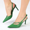 Madison Odelle V-Vamp Stiletto Slingback - Dark Green