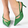 Madison Odelle V-Vamp Stiletto Slingback - Dark Green