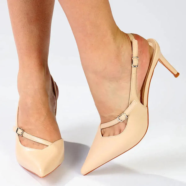 Madison Odelle V-Vamp Stiletto Slingback - Nude