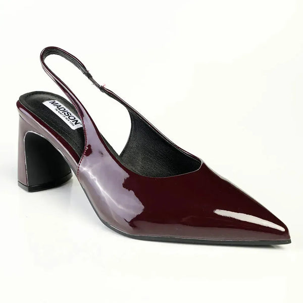 Madison Odette Basic Slingback On Block Heel - Wine
