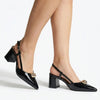 Madison Odyssey Block Heel Slingback With Gold Trim - Black