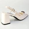 Madison Odyssey Block Heel Slingback With Gold Trim - Off White