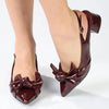 Madison Ofrat Low Block Slingback With Bow - Burgundy