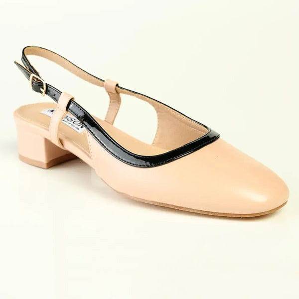 Madison Oksana 2 Low Block Heel - Nude / Black