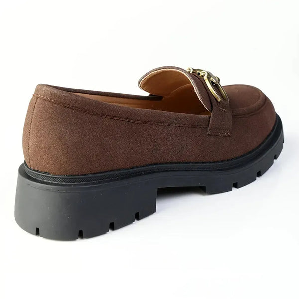 Madison Olina Loafer With Saddle & Metal Trim - Dark Brown