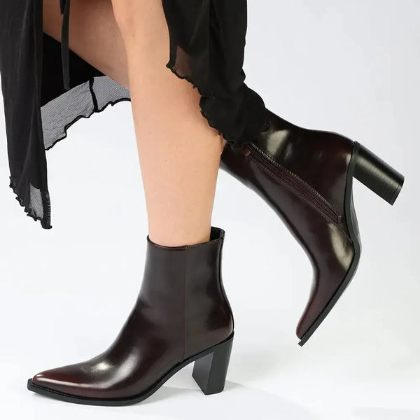 Madison Olympia Slim Block Ankle Boot - Wine