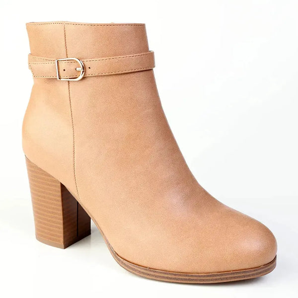 Madison Ombretta Block Heel Ankle Boot - Nude