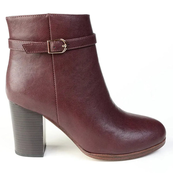 Madison Ombretta Block Heel Ankle Boot - Wine