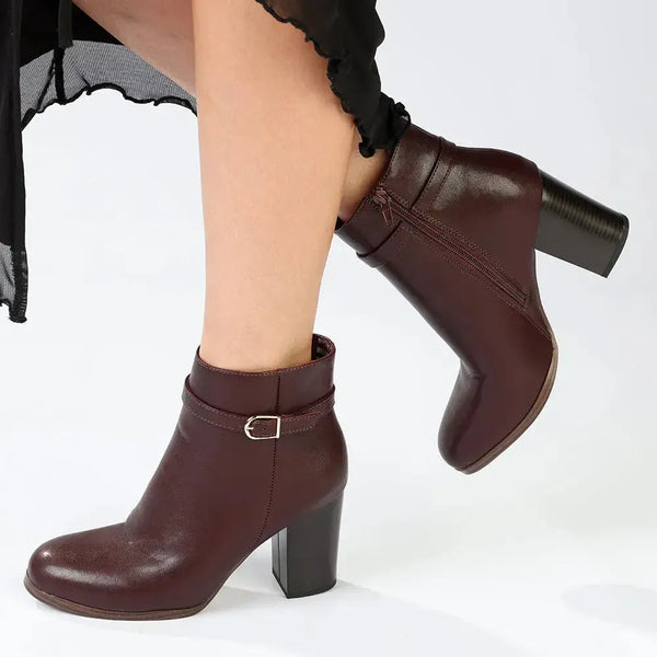 Madison Ombretta Block Heel Ankle Boot - Wine