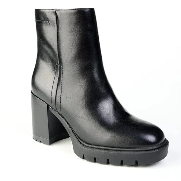 Madison Omen Cleated Sole Block Heel Ankle Boot - Black