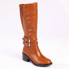 Madison Onyx Combination Long Boot With Buckle - Tan