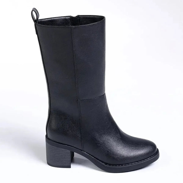 Madison Opal Mid Calf Block Heel Boot - Black