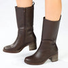 Madison Opal Mid Calf Block Heel Boot - Brown