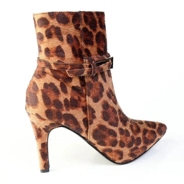 Madison Orcid Stiletto Ankle Boot With Buckle - Leopard