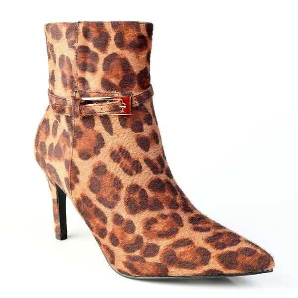 Madison Orcid Stiletto Ankle Boot With Buckle - Leopard