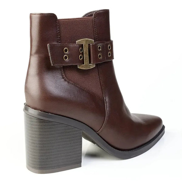 Madison Orenthia Ankle Boot With Eyelet Buckle Strap - Chocolate