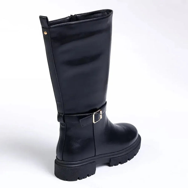 Madison Orphie Mid Calf Buckle Boot - Black