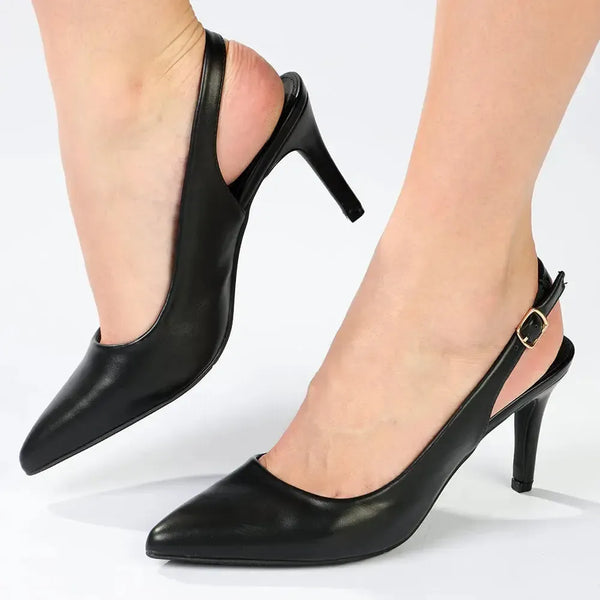 Madison Orsaline Plain Stiletto Slingback - Black