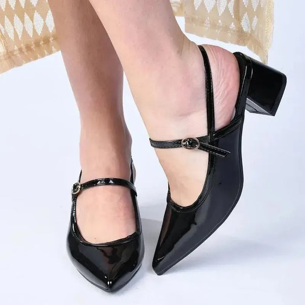 Madison Pally Heel- Black Patent
