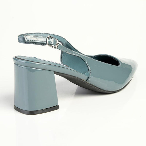 Madison Palmer Slingback Low Block Heel Court - Blue Grey-Madison Heart of New York-Buy shoes online
