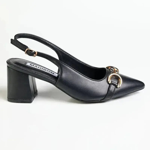 Madison Palmer Trim Block Heel - Black