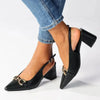 Madison Palmer Trim Block Heel - Black