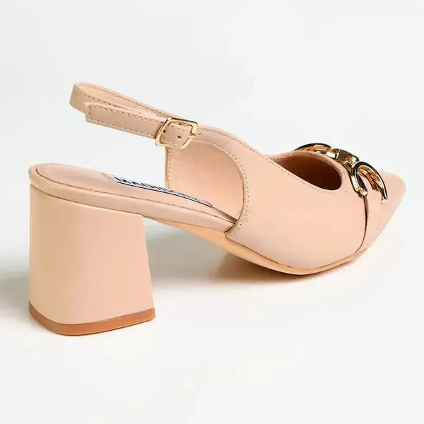 Madison Palmer Trim Block Heel - Nude