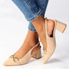 Madison Palmer Trim Block Heel - Nude