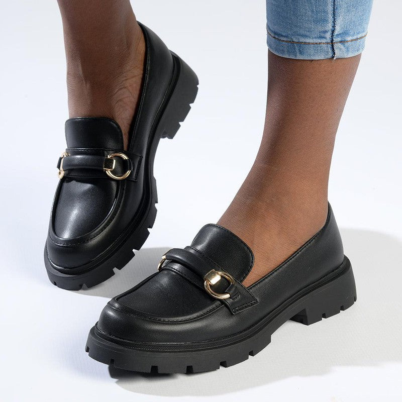 Madison Paris Ladies Slip On Loafers Black