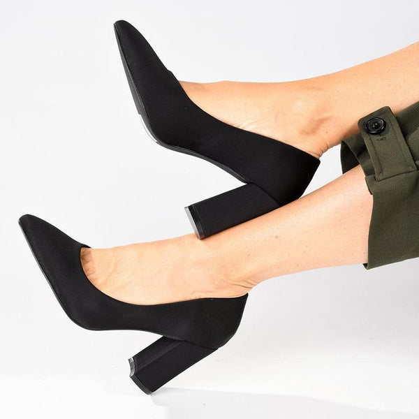 Madison Patricia 2 Pointy Block Court Heel - Black-Madison Heart of New York-Buy shoes online