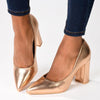 Madison Patricia 2 Pointy Block Court Heel - Rose Gold-Madison Heart of New York-Buy shoes online
