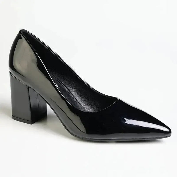 Madison Patricia Block Heel Court - Black Patent