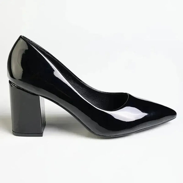 Madison Patricia Block Heel Court - Black Patent