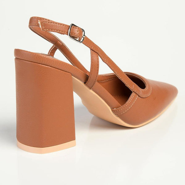 Madison Paula Slingback Block Heel Court - Tan-Madison Heart of New York-Buy shoes online
