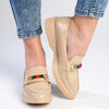 Madison Paxton Slip On Brogue With Gold Saddle Trim - Nude-Madison Heart of New York-Buy shoes online