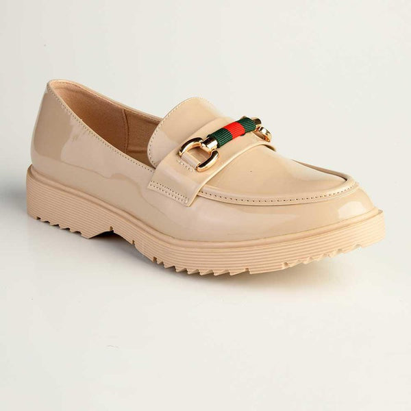 Madison Paxton Slip On Brogue With Gold Saddle Trim - Nude-Madison Heart of New York-Buy shoes online