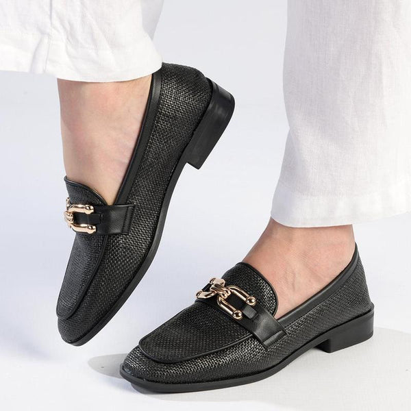 Madison Phoenix - Metal Trim Loafer - Black-Madison Heart of New York-Buy shoes online