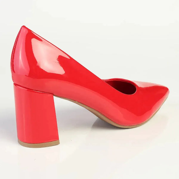 Madison Plain Court Block Heel - Red