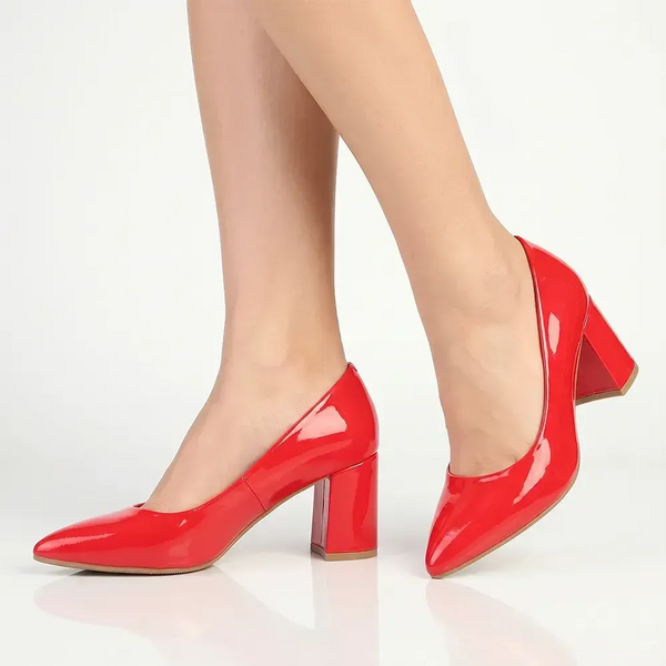 Madison Plain Court Block Heel - Red