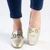 Madison Polly 3 - Gold Metal Trim Loafer - Champagne-Madison Heart of New York-Buy shoes online