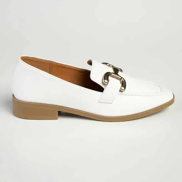 Madison Polly 3 - Gold Metal Trim Loafer - White