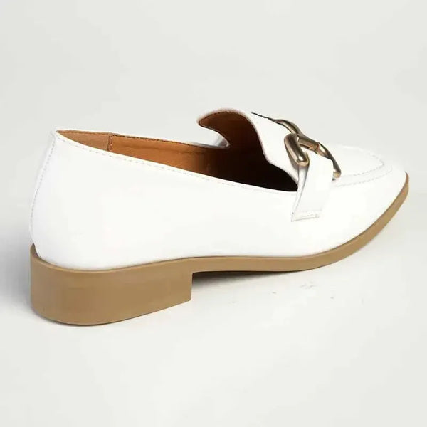 Madison Polly 3 - Gold Metal Trim Loafer - White